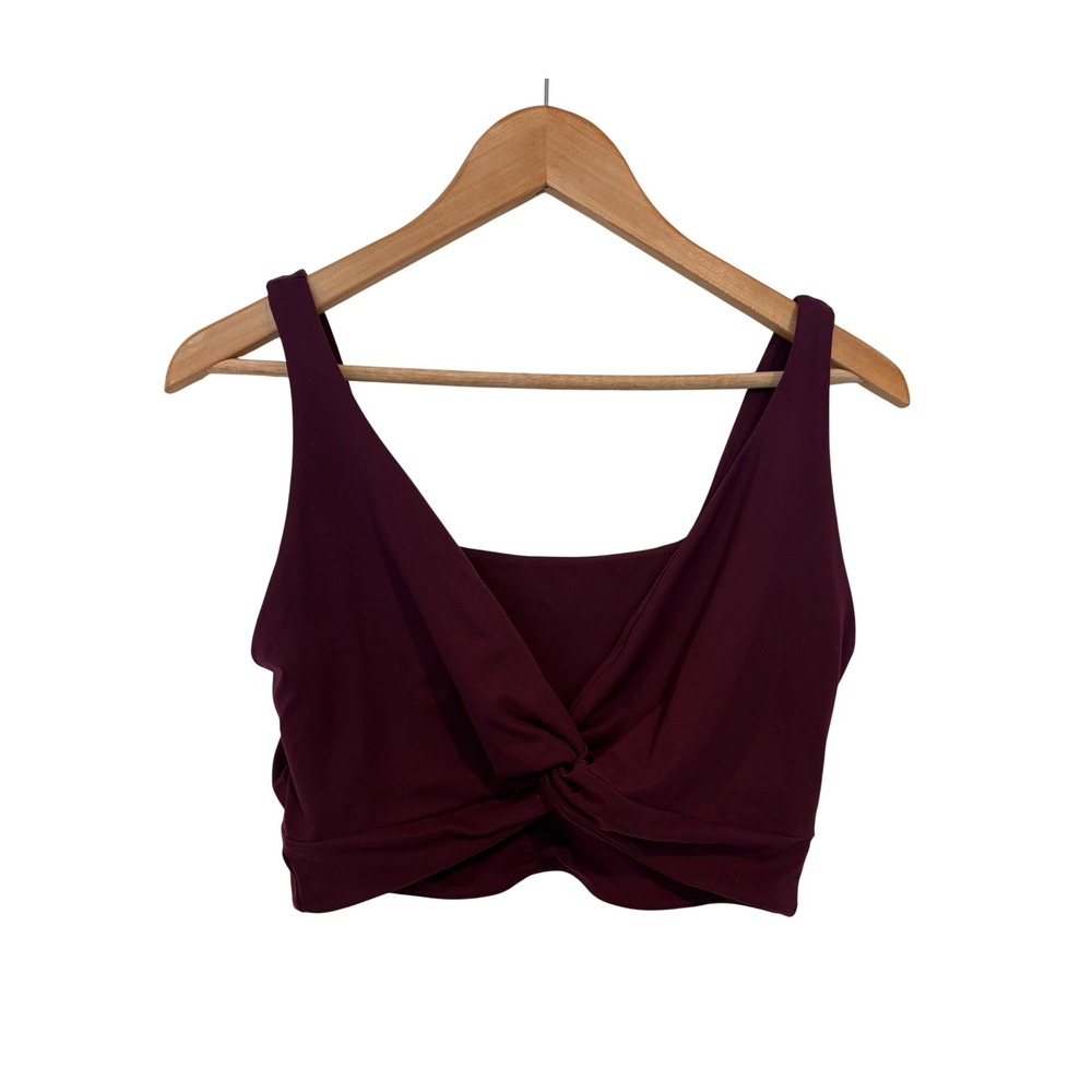 Free People Movement Burgundy Twist Front Cropped Tank Top Athleisure XS/S